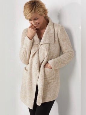 Hugs from Soft Surroundings Soft Cardigan Size Medium Teddy Bear Warm & Cozy